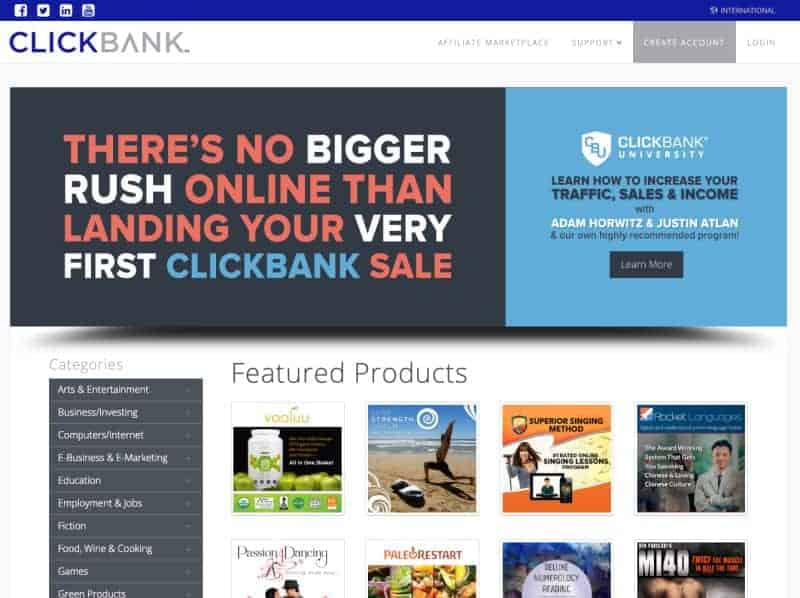 Clickbank Home page